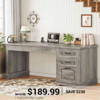 SEDETA 55 Inch Executive Desk with 3 Drawers and Power Outlet