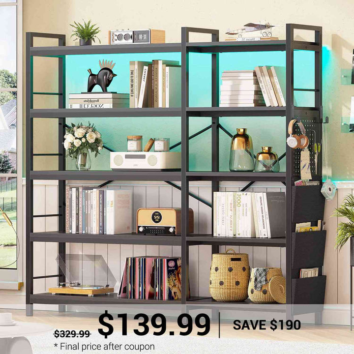 SEDETA 5 Tier Corner Bookshelf Modern Corner Bookcase for Home Office