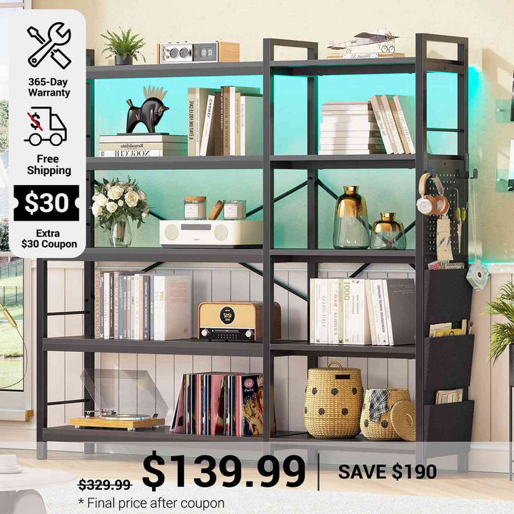 SEDETA 5 Tier Corner Bookshelf Modern Corner Bookcase for Home Office