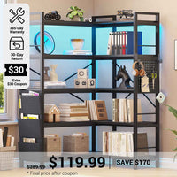 SEDETA® 5 Tier Corner Bookshelf Home Office Convertible Bookcase Modern with Storage