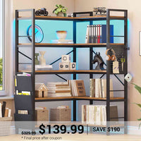 SEDETA | 5 Tier Convertible Corner Bookshelf with Storage Bag and Pegboard for Home Office