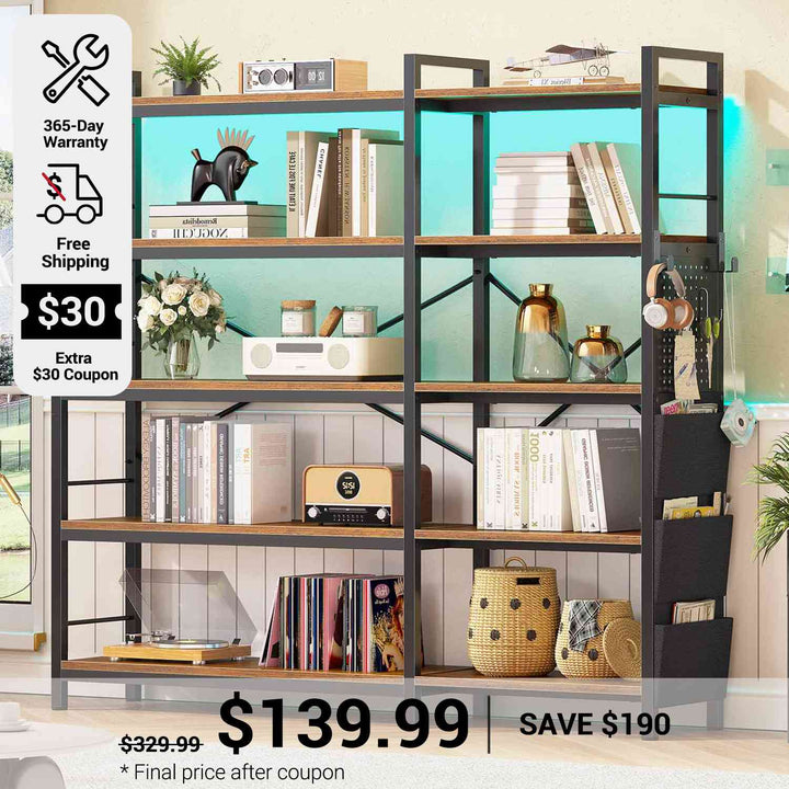 SEDETA 5 Tier Corner Bookshelf Modern Corner Bookcase for Home Office