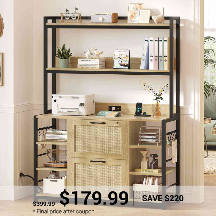 SEDETA | Vertical File Cabinet with Lock and Open Shelf for Home Office