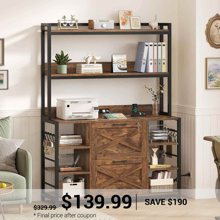 SEDETA | Vertical File Cabinet with Lock and Open Shelf for Home Office