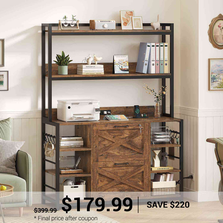 SEDETA | Vertical File Cabinet with Lock and Open Shelf for Home Office