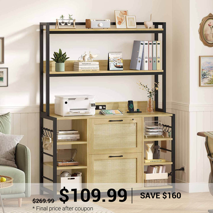 SEDETA | Vertical File Cabinet with Lock and Open Shelf for Home Office