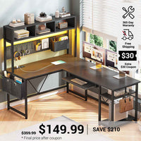 SEDETA 57.5 Inch L Shaped Reversible Corner Computer Desk