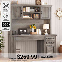 SEDETA 47.2 Inch Executive Desk Farmhouse with Storage Drawers for Home Office