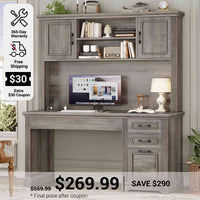 SEDETA 47.2 Inch Executive Desk Farmhouse with Storage Drawers for Home Office