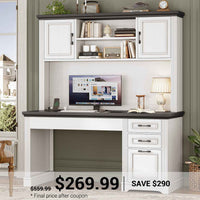 SEDETA 47.2 Inch Executive Desk Farmhouse with Storage Drawers for Home Office