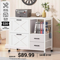 SEDETA® 31.5 Inch Farmhouse File Cabinet with 4 Drawers Fits A4 Size Files Printer Stand