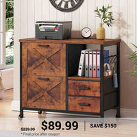 SEDETA | 31.5 Inch Farmhouse Filing Cabinet with 4 Drawers and Storage for Home Office