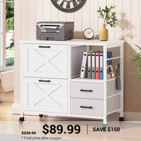 SEDETA® 31.5 Inch Farmhouse File Cabinet with 4 Drawers Fits A4 Size Files Printer Stand