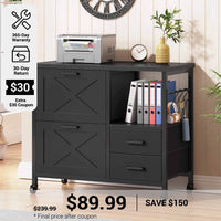 SEDETA® 31.5 Inch Farmhouse File Cabinet with 4 Drawers Fits A4 Size Files Printer Stand