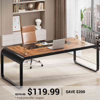 SEDETA | 70.8 Inch Executive Office Desk Modern Computer Desk Workstation with Cable Management