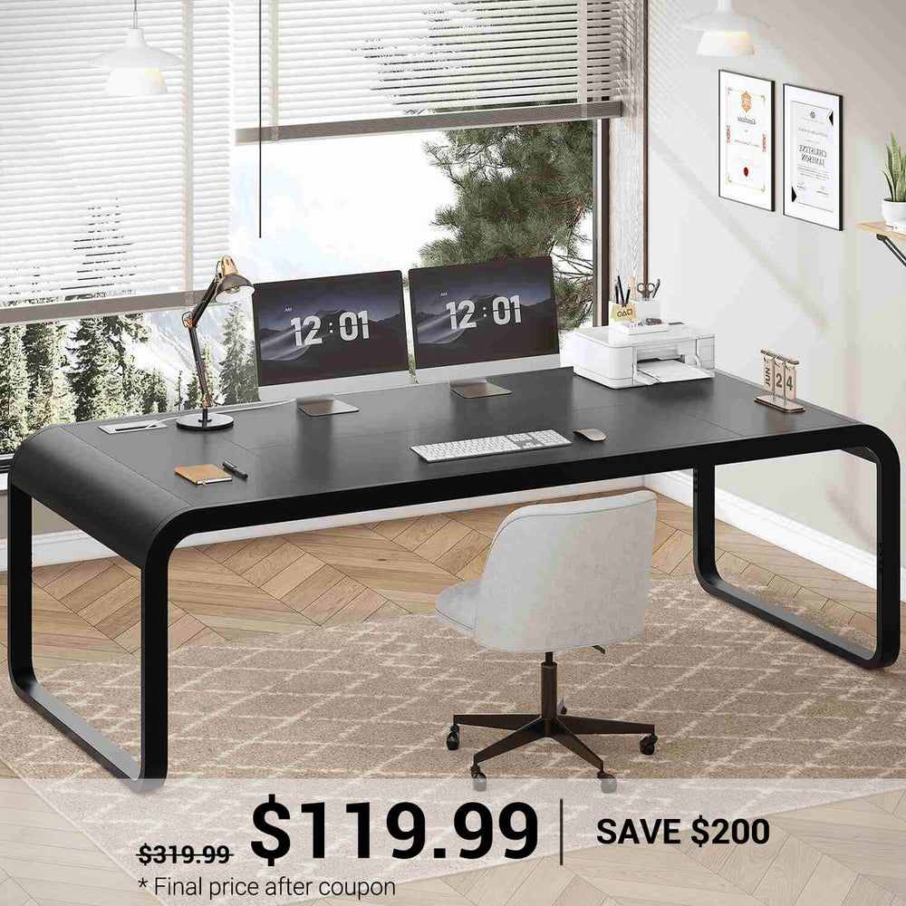 SEDETA | 70.8 Inch Executive Office Desk Modern Computer Desk Workstation with Cable Management