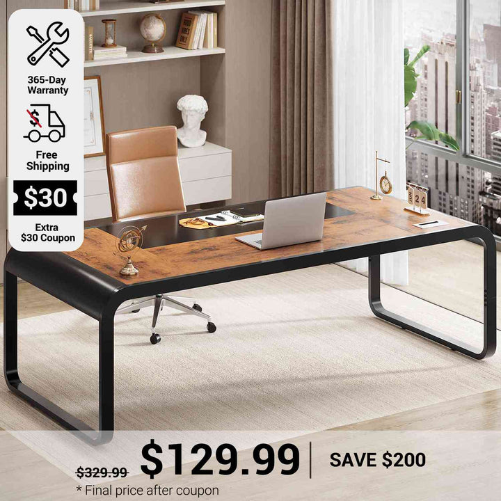 SEDETA 63 Inch Executive Computer Desk with Cable Management for Home Office