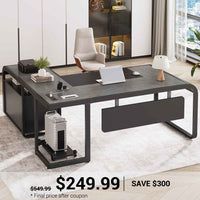 SEDETA 63 Inch L Shaped Executive Desk Computer Desk Spacious Tabletop with Storage Drawers