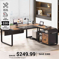 SEDETA 63 Inch L Shaped Executive Desk Computer Desk Spacious Tabletop with Storage Drawers