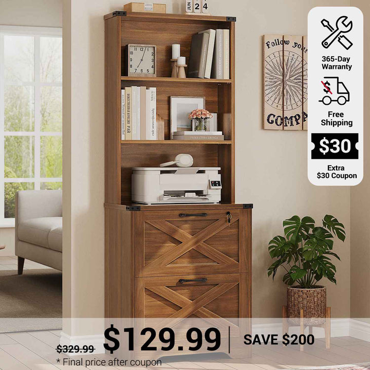 SEDETA 2 Drawer File Cabinet with Lock Wood Filing Cabinet with Adjustable Storage Shelf