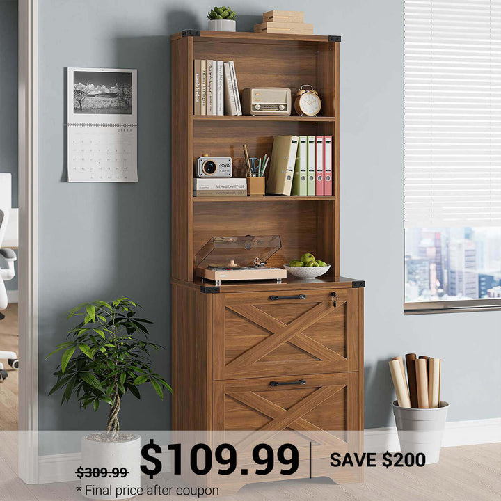 SEDETA | 2 Drawer Wood Filing Cabinet with Lock and Hanging File Folders for Home Office